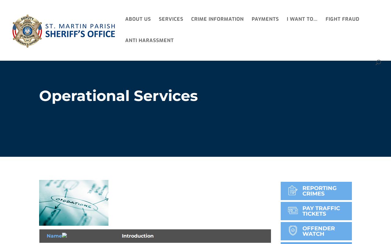 St. Martin Parish Sheriff operational page describing communications services